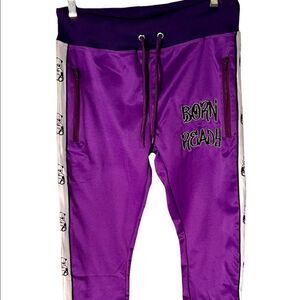 Born Ready BR4TW Bear Down Side Purple Women’s Joggers Sweatpants Zip Pockets Md
